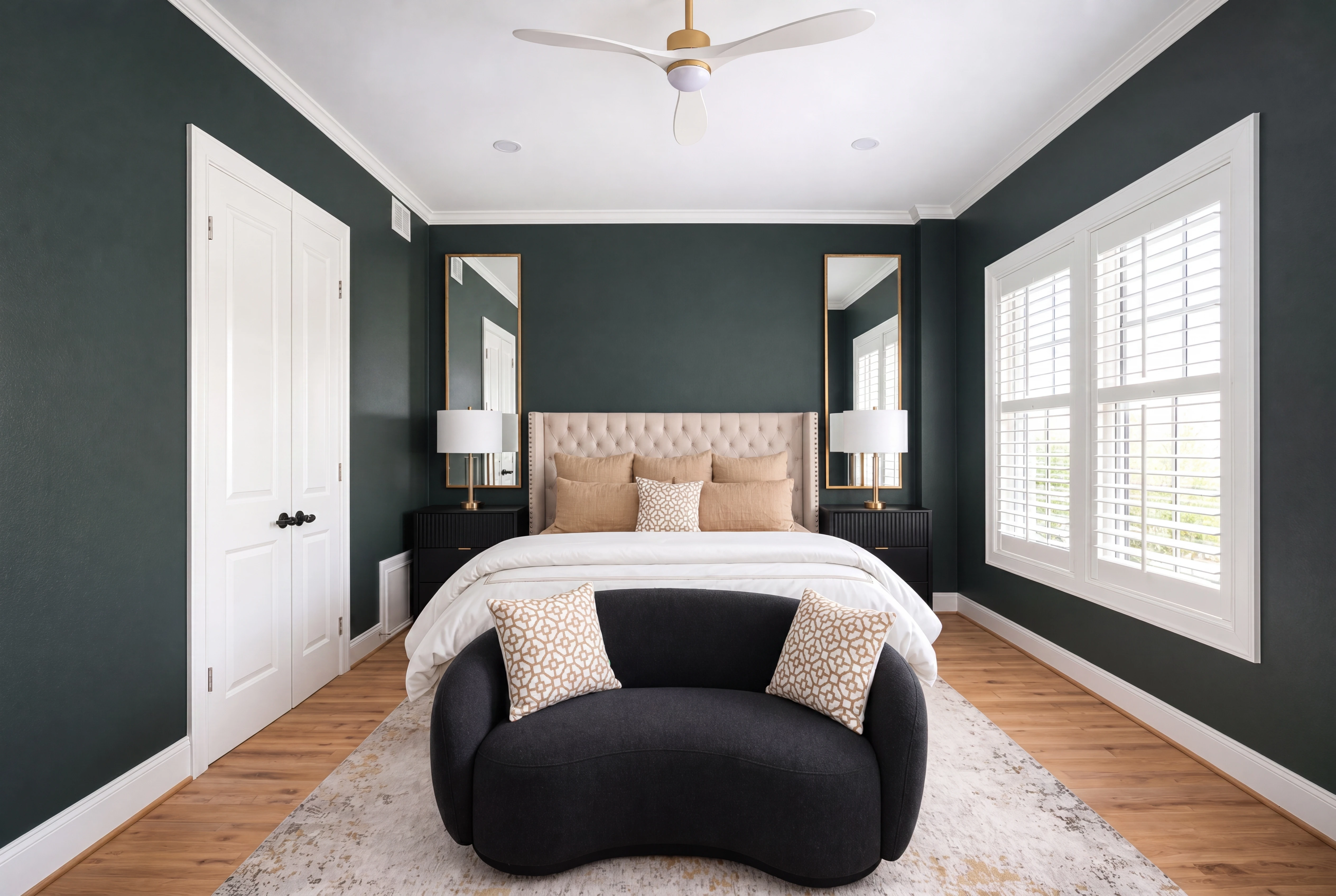 Primary suite with designer accent wall